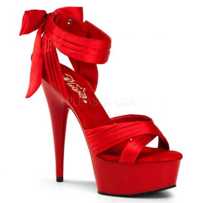 červené saténové sandály Delight-668-rsa - Velikost 43
